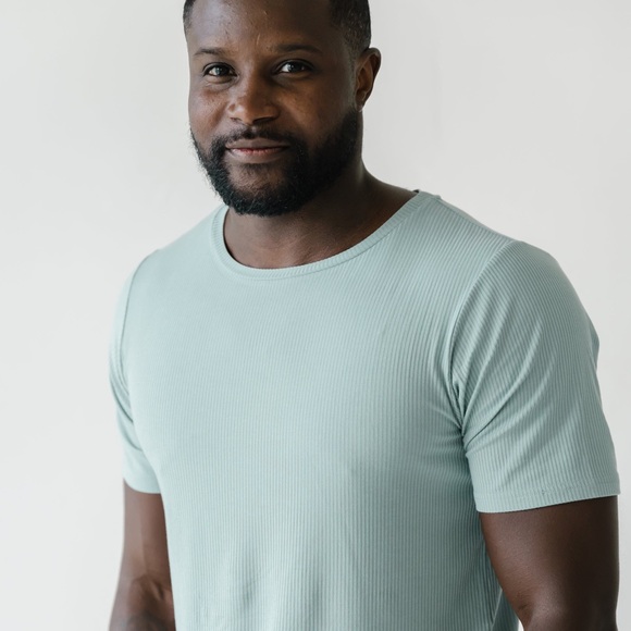 Stormy Ribbed Men’s Short Sleeve PJ Top XL - Picture 3 of 5